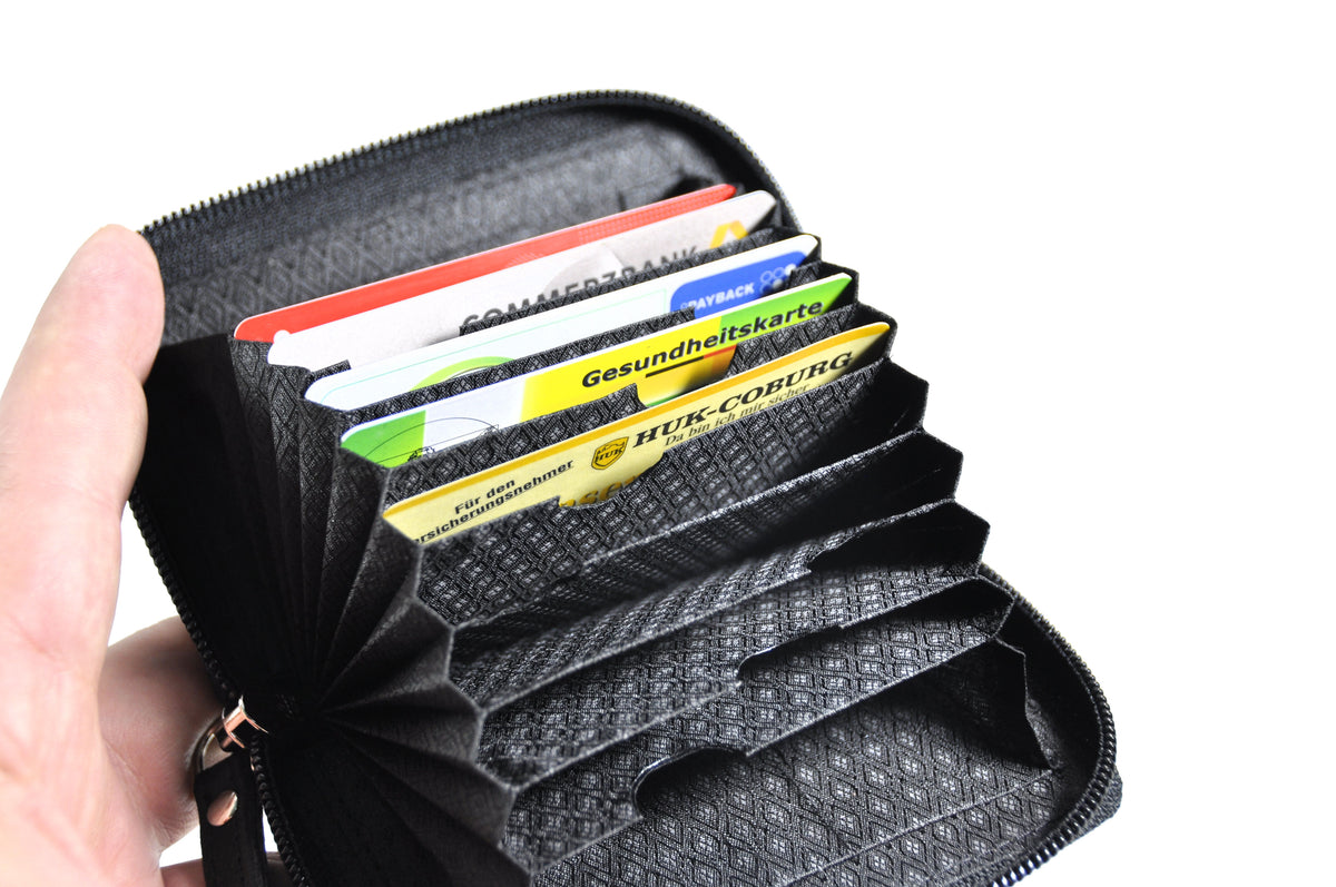Jockey Club kompaktes Leder Kreditkartenetui Hülle Visitenkarten Etui Nappaleder mit RFID Schutz