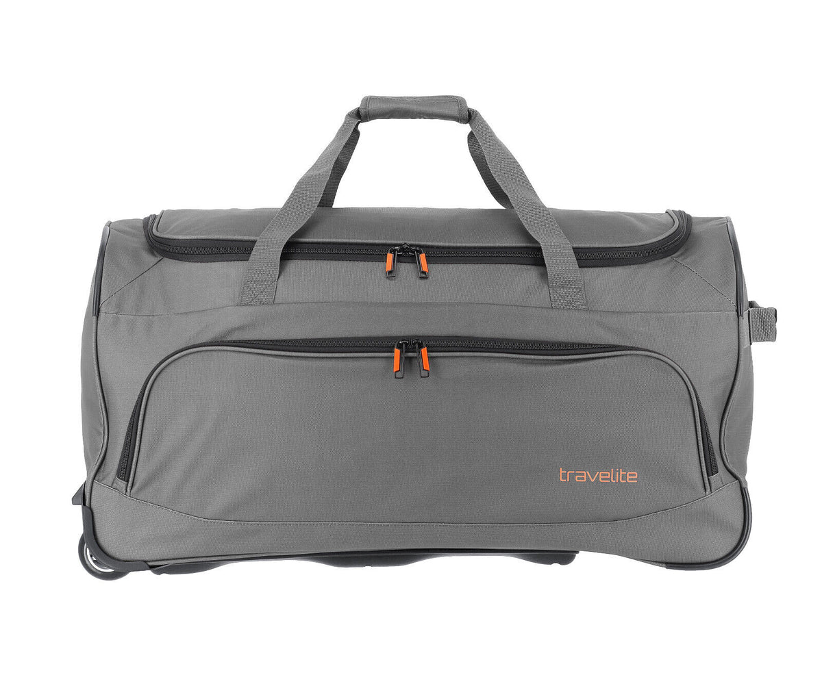 Travelite Basics Fresh Rollenreisetasche Anthrazit, 89 Liter, mit zwei Rollen und Teleskopgriff