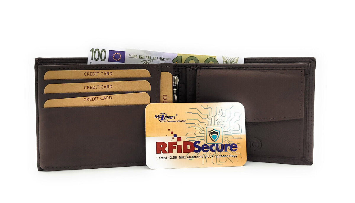 Jockey Club Basic echt Leder Herren Geldbörse Portemonnaie Geldbeutel mit RFID NFC Schutz braun