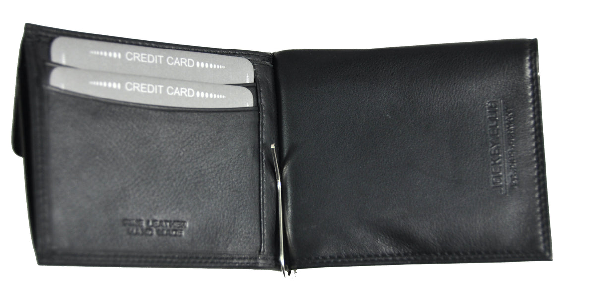 Jockey Club RFID-Geldbörse mit Dollarclip aus echtem Nappaleder – Schwarz