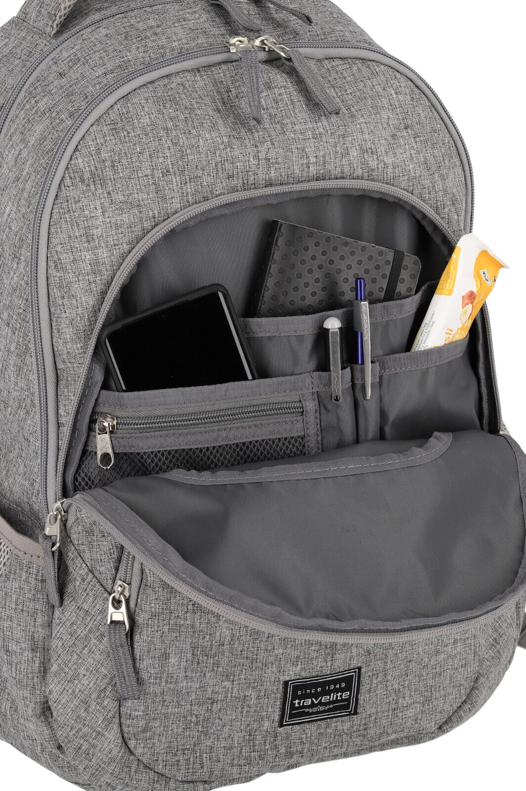 Travelite Basics Rucksack Melange Grau Rückenansicht