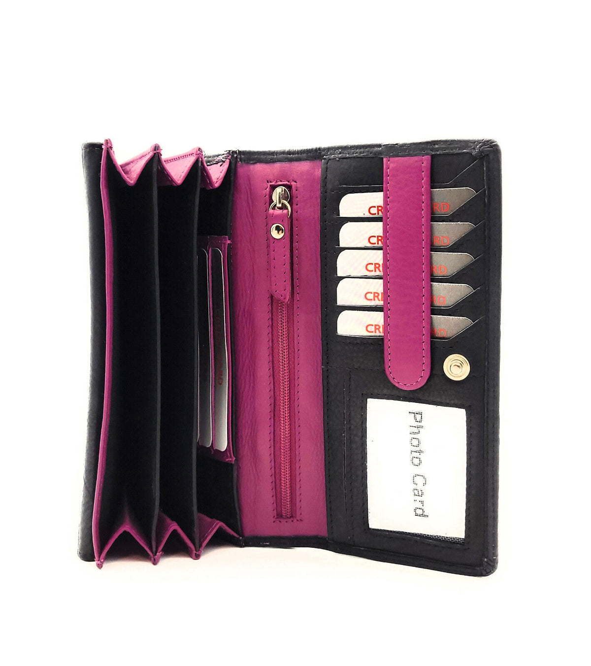 Jockey Club echt Leder Damen Geldbörse Portemonnaie mit RFID Schutz bicolor schwarz pink