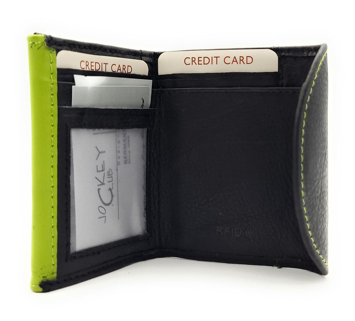 Jockey Club echt Leder Mini Geldbörse Wickelbörse Urlaubsbörse mit RFID Schutz schwarz apfel
