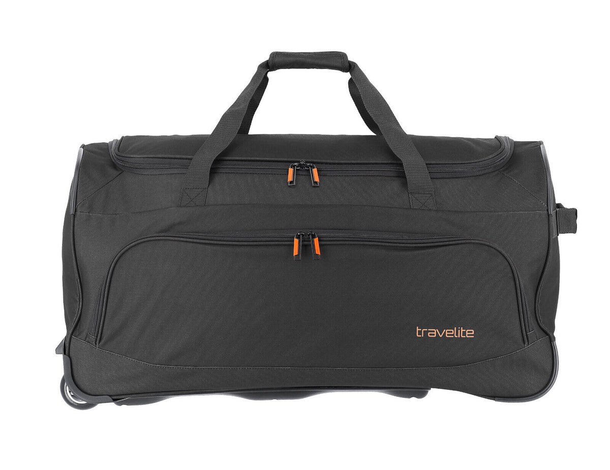 Travelite Basics Fresh Rollenreisetasche Schwarz, 89 Liter, mit zwei Rollen und Teleskopgriff