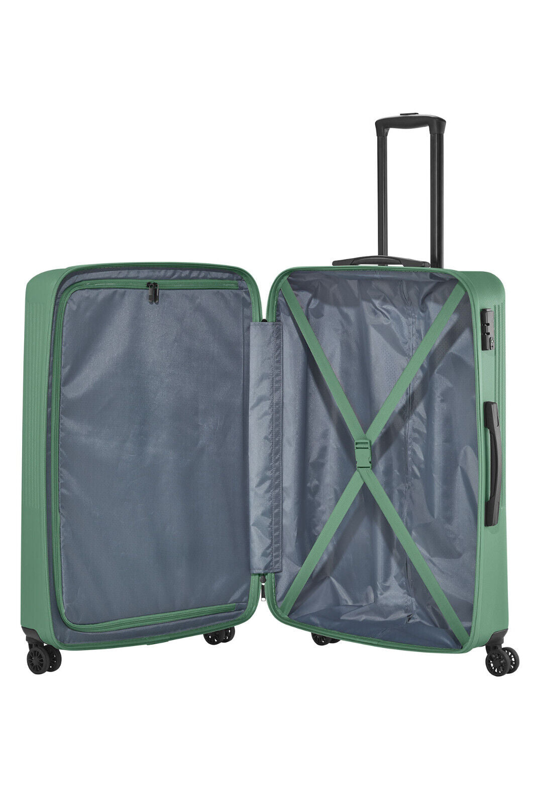 Travelite Bali Reisekoffer L Trolley Koffer 77cm 4 Rad / Rollen TSA Hartschale grün