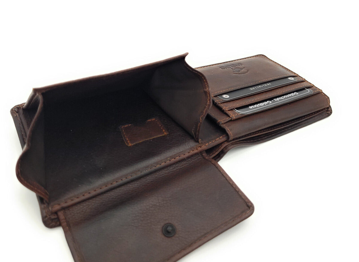 Jockey Club Echt-Leder Geldbörse Herren – Flach, Weich & RFID-Schutz | Dunkelbraun