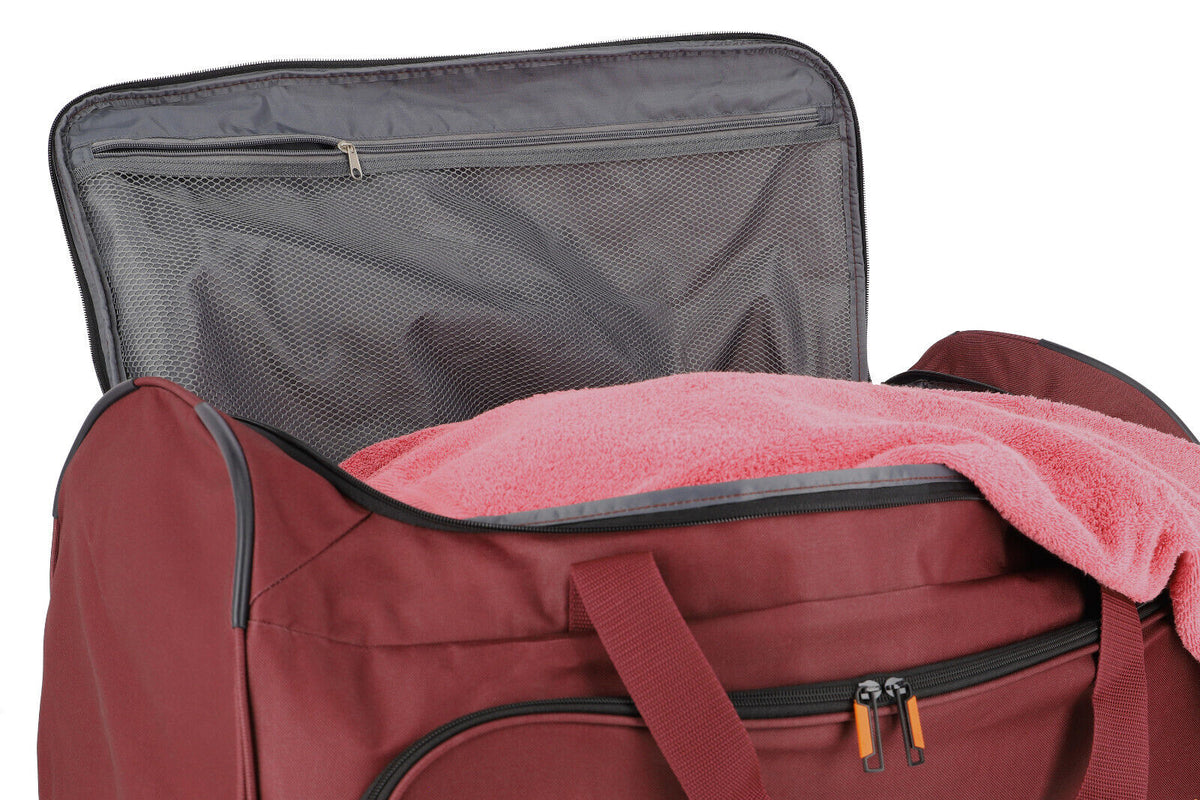 Travelite Basics Fresh Rollenreisetasche in Bordeauxrot, 89 Liter, mit zwei Rollen und Teleskopgriff