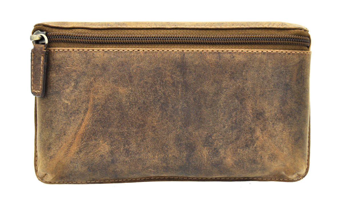 Jockey Club Echt Leder Gürteltasche flach Vintage – Hunterleder braun, handgefertigt, Belt Bag für Smartphones bis 6,2"