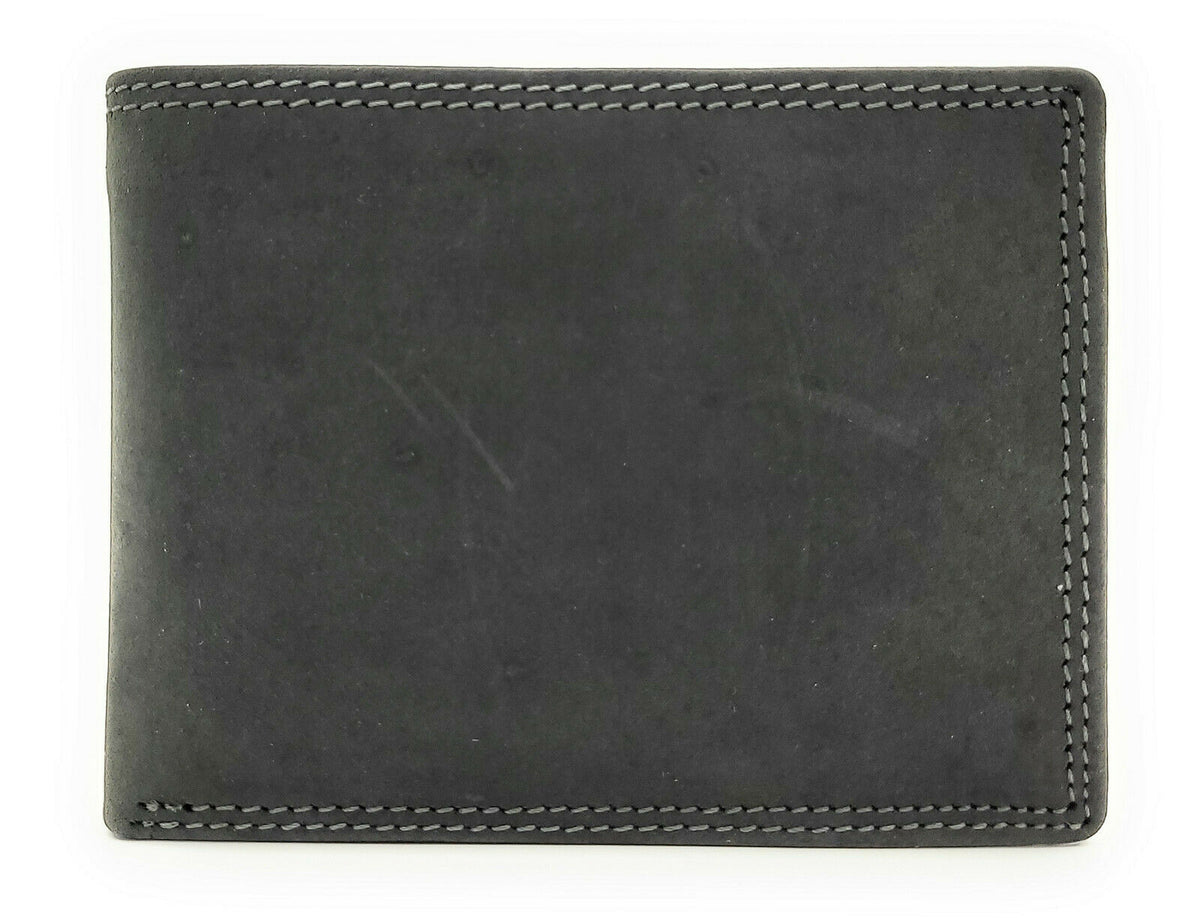 Jockey Club Basic echt Büffel Voll-Leder Geldbörse Portemonnaie Geldbeutel mit RFID NFC Schutz schwarz