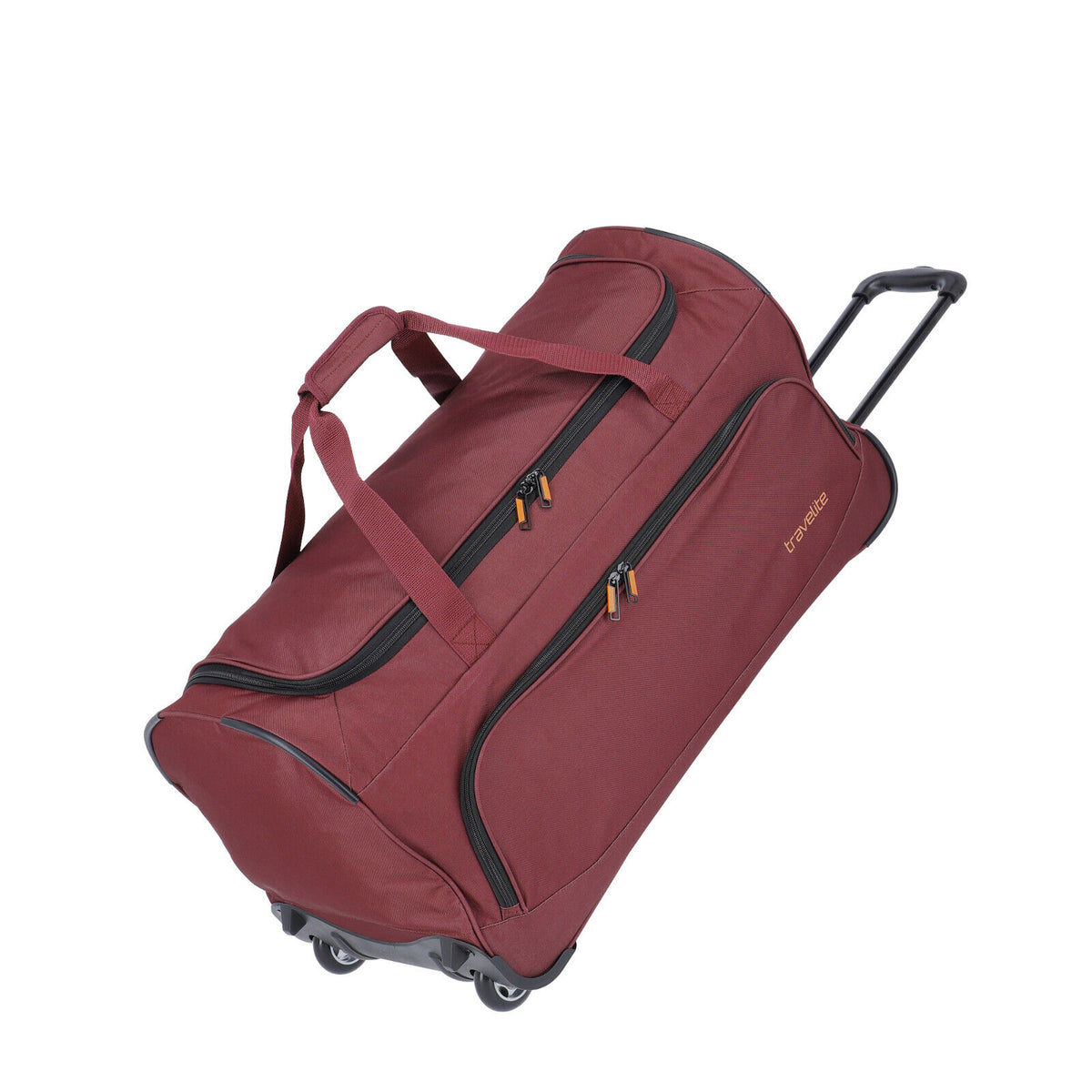 Travelite Basics Fresh Rollenreisetasche in Bordeauxrot, 89 Liter, mit zwei Rollen und Teleskopgriff