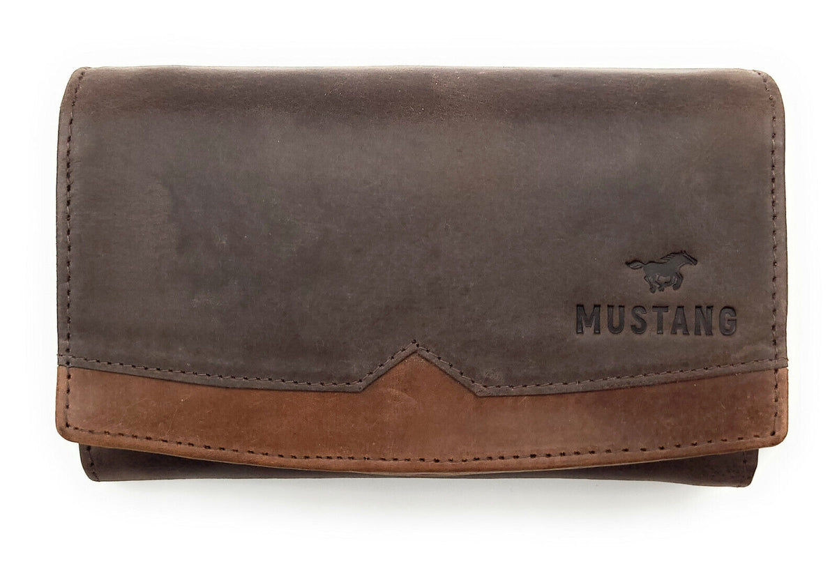 Mustang echt Leder Damen Geldbörse Portemonnaie mit RFID Schutz La Spezia braun
