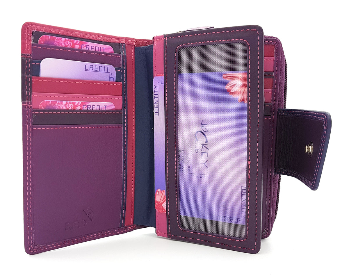 Jockey Club Damen Geldbörse Rio | Echt Rindnappaleder | RFID Schutz | Hochformat beere