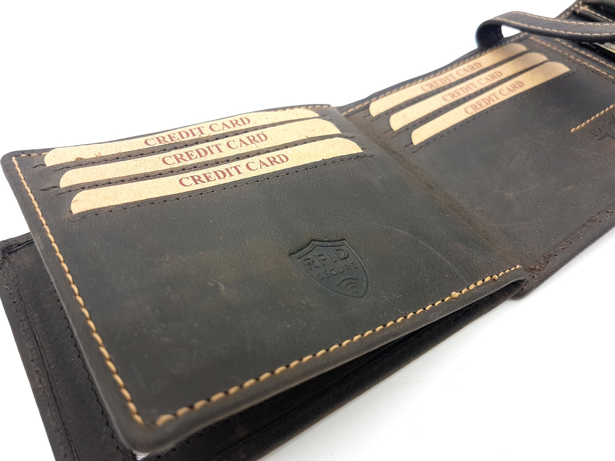 Jockey Club echt Leder Hunter Portemonnaie Geldbörse Geldbeutel Toro braun mit RFID Schutz