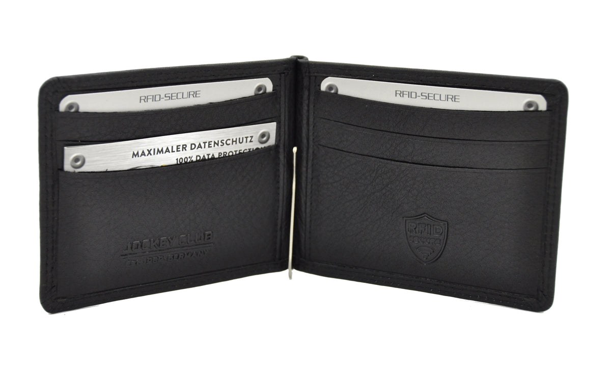 Jockey Club echt Leder Dollar Clip Geldklammer Kreditkartenetui mit RFID NFC Schutz