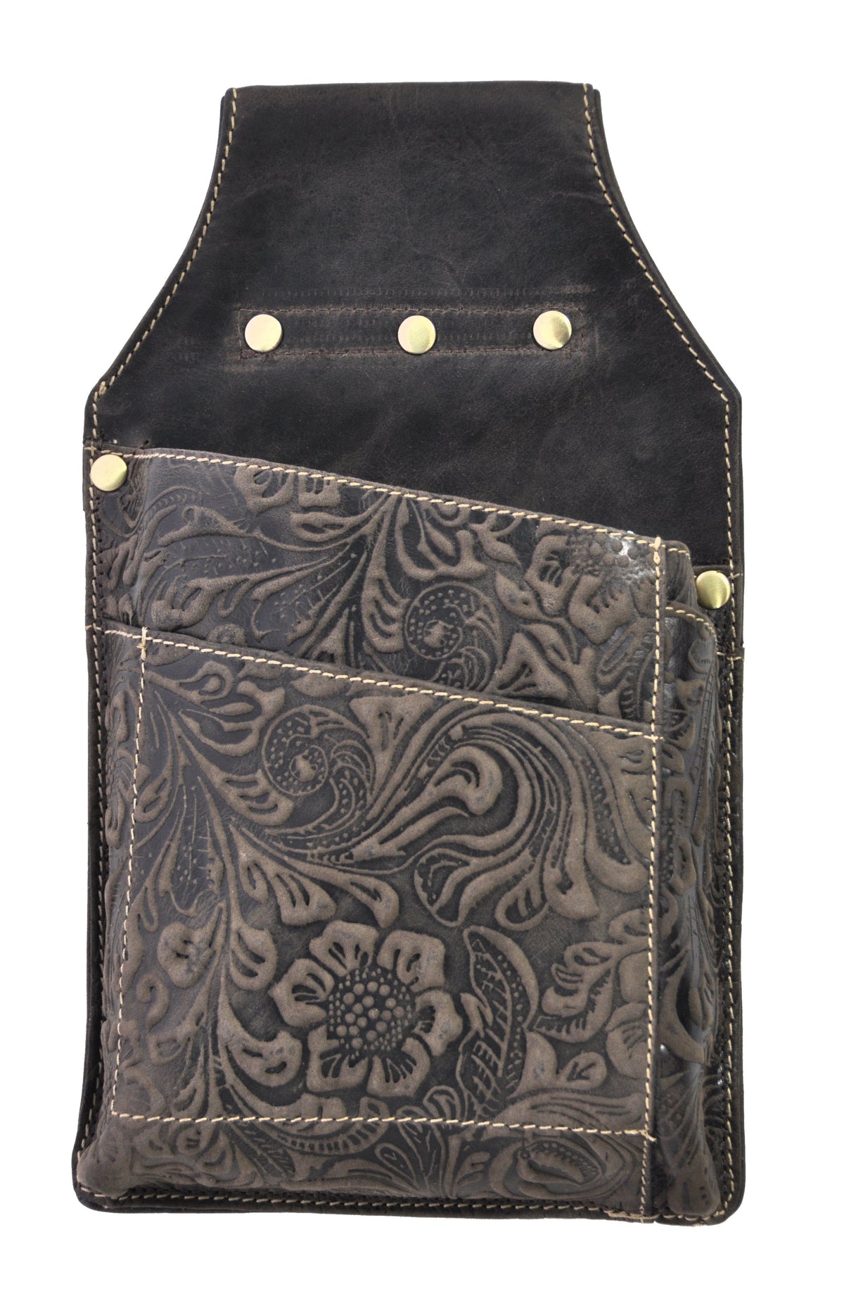 Jockey Club Kellner Holster | Kellnertasche & Köcher aus echt Leder – floral geprägt
