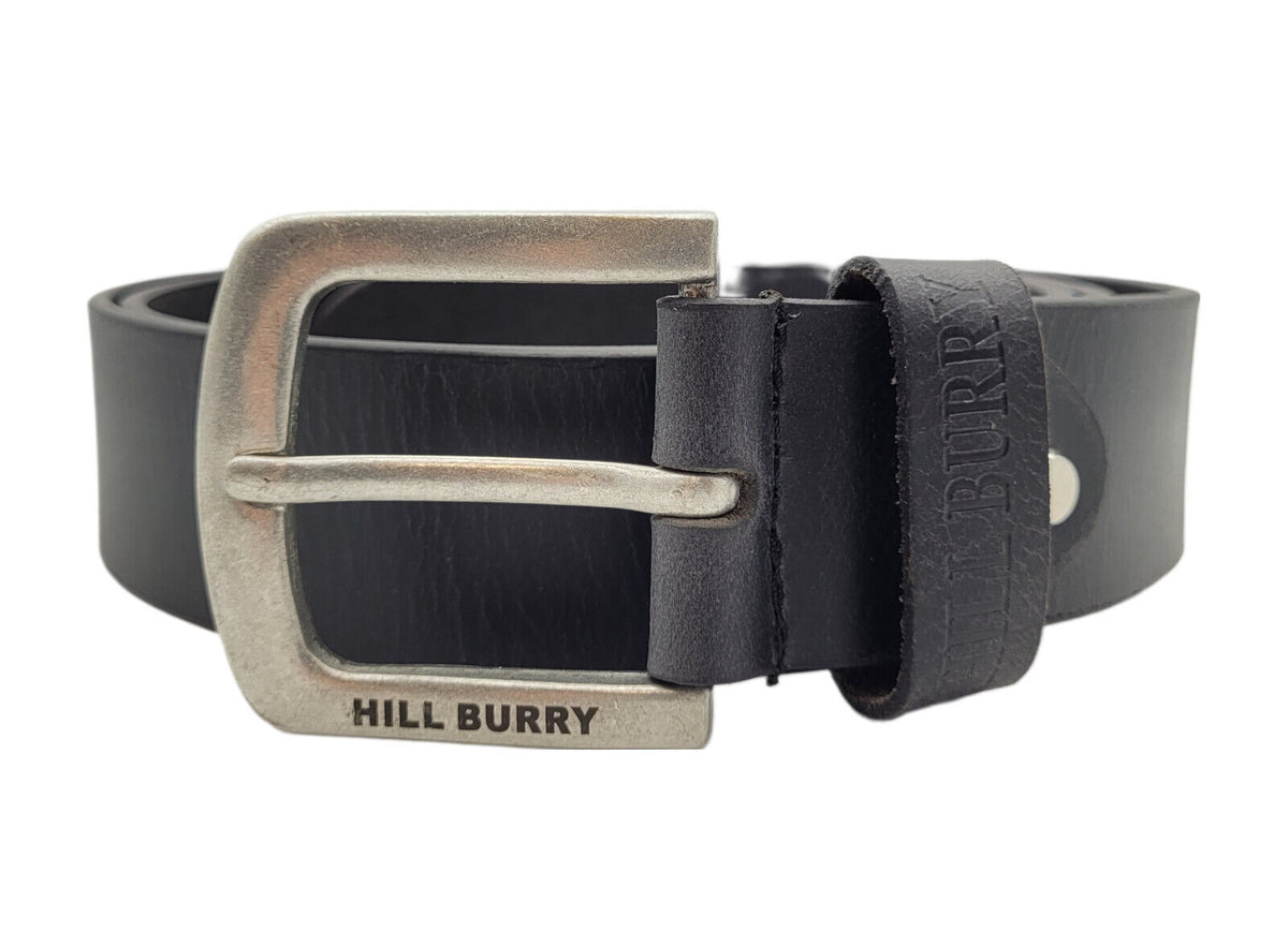 Hill Burry echt Leder Herren Gürtel 100cm (Taille) 40mm breit kürzbar Vollleder schwarz