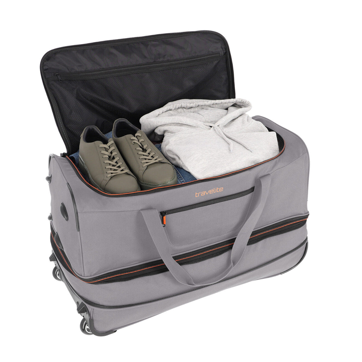 Travelite 2-Rad Trolley Roll-Reisetasche mit Rollen Basics L erweiterbar grau