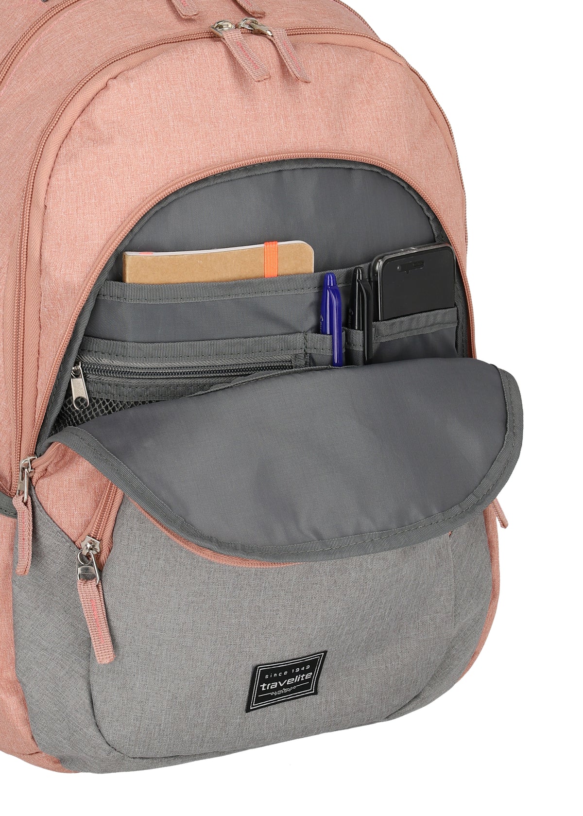 Travelite Basics Rucksack 22 l mit 15,6" Laptopfach Rosa-Grau