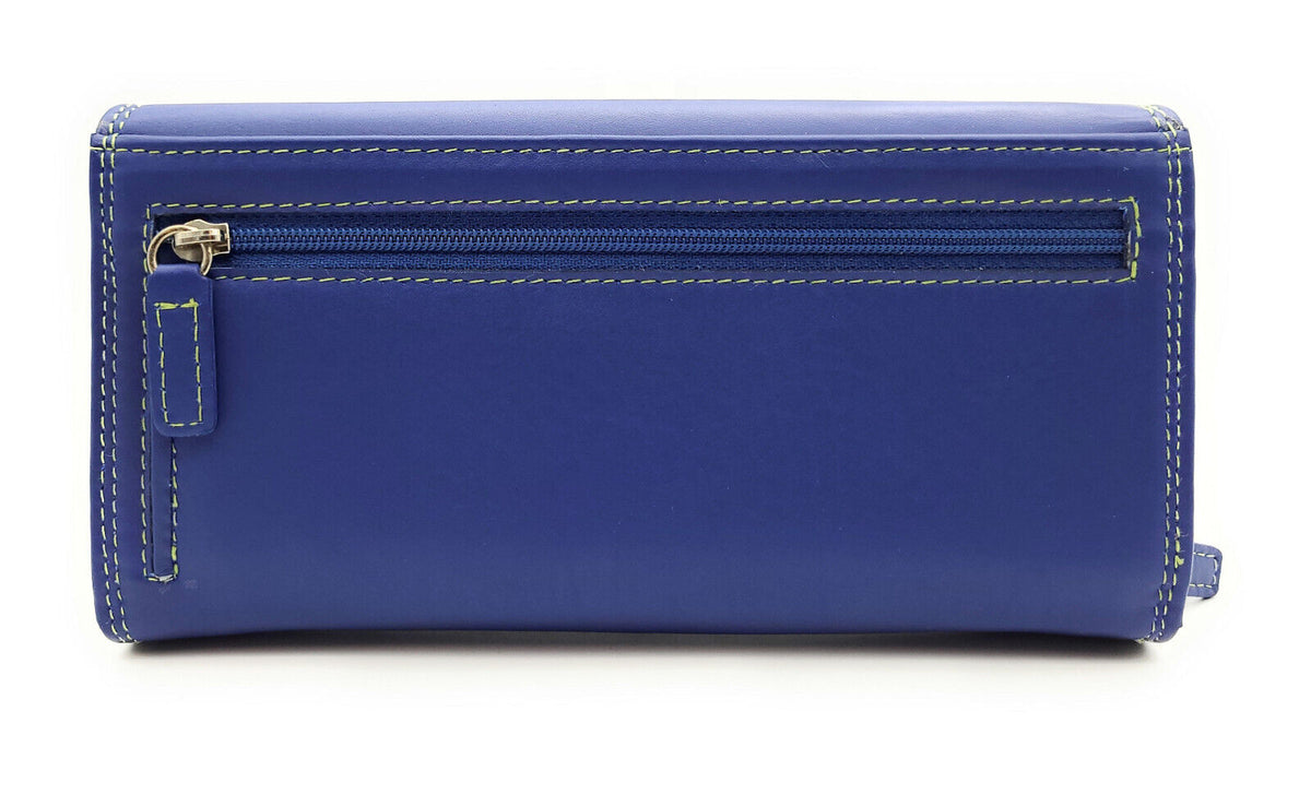 Jockey Club echt Leder Damen Geldbörse Portemonnaie Geldbeutel Nappaleder Rio blau / bunt