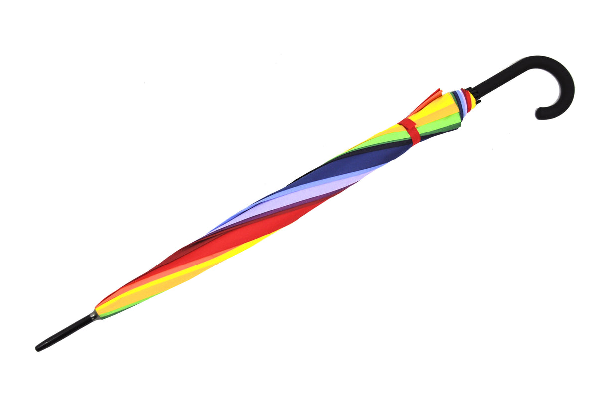 XXL Regenschirm Regenbogen mit Rundhakengriff