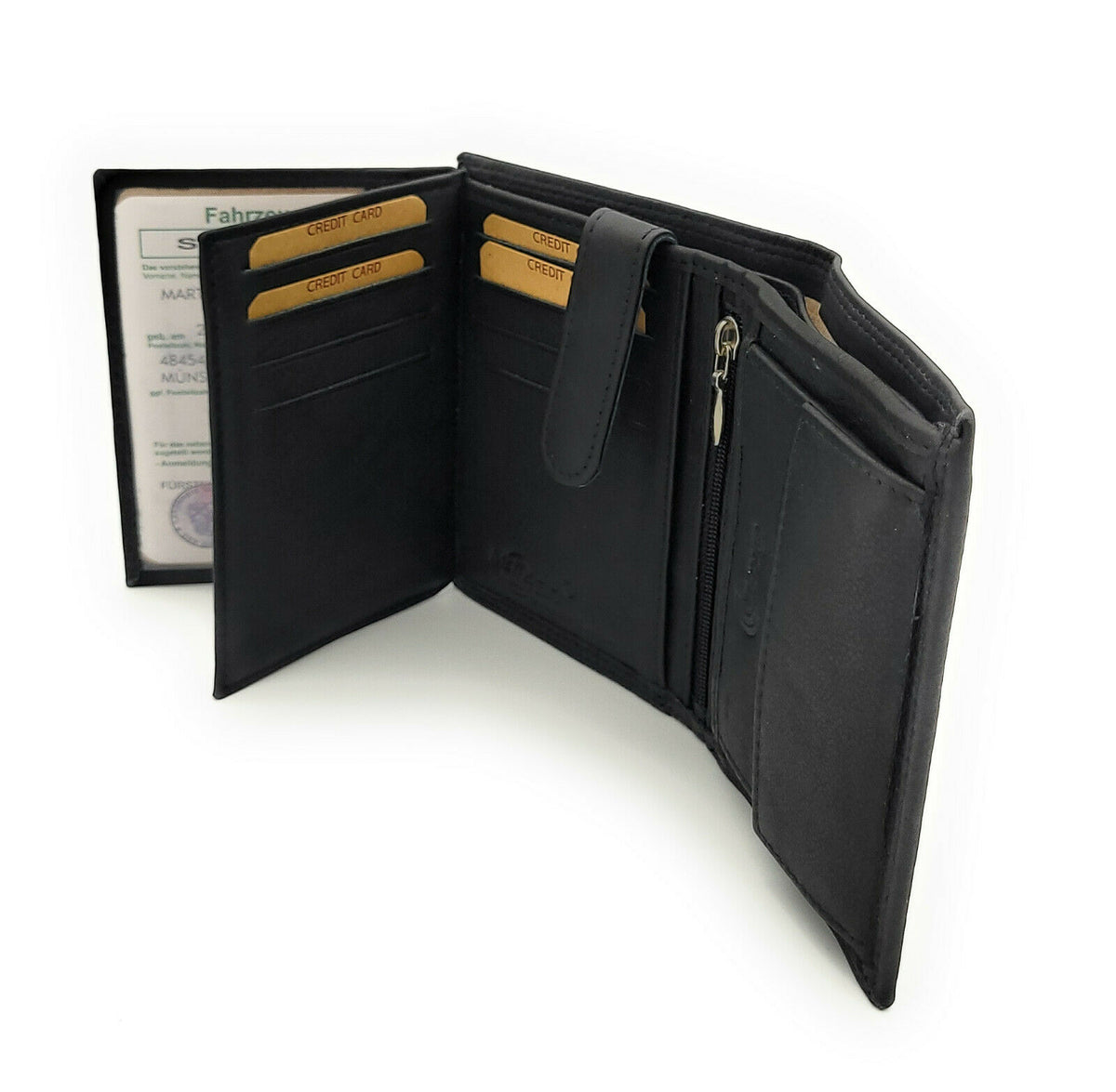 Jockey Club Leder Geldbörse mit RFID-Schutz – Rindleder, schwarz