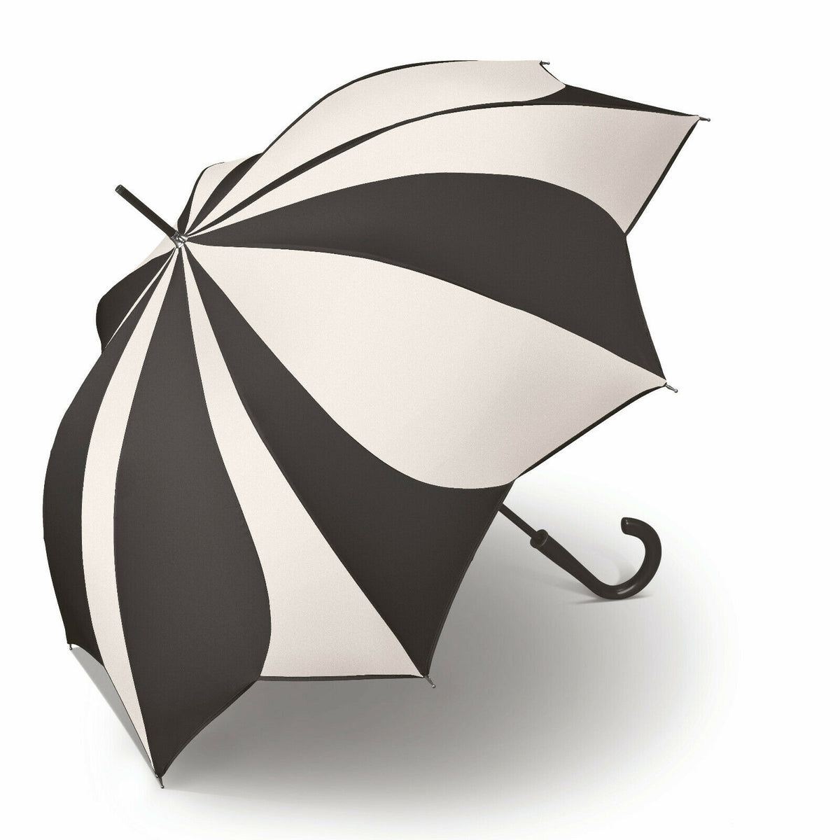 Pierre Cardin Damen Regenschirm Automatik Edition – Blütendach Schwarz-Weiß Sunflower