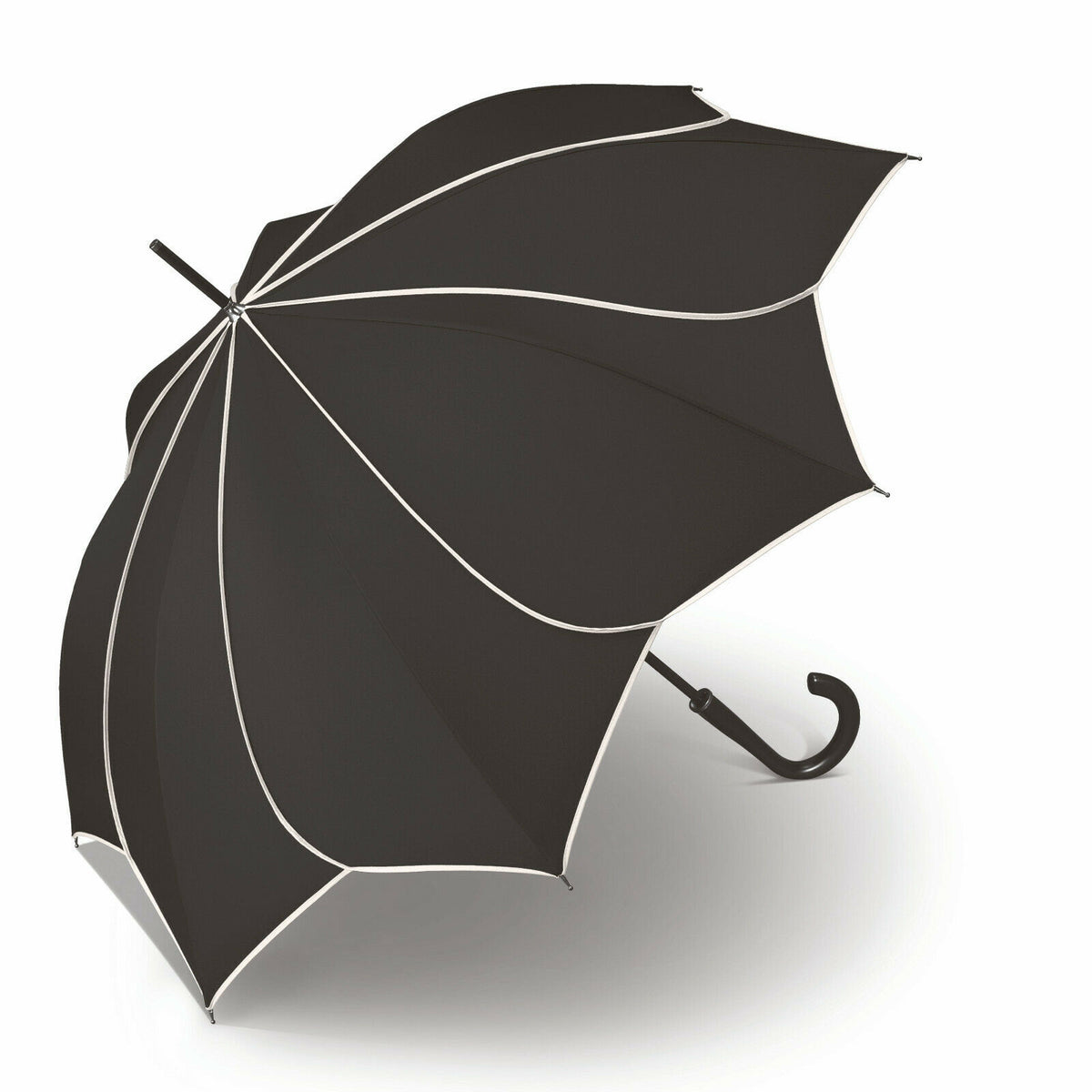 Pierre Cardin Damen Regenschirm Automatik – Blütendach Schwarz-Weiß Sunflower