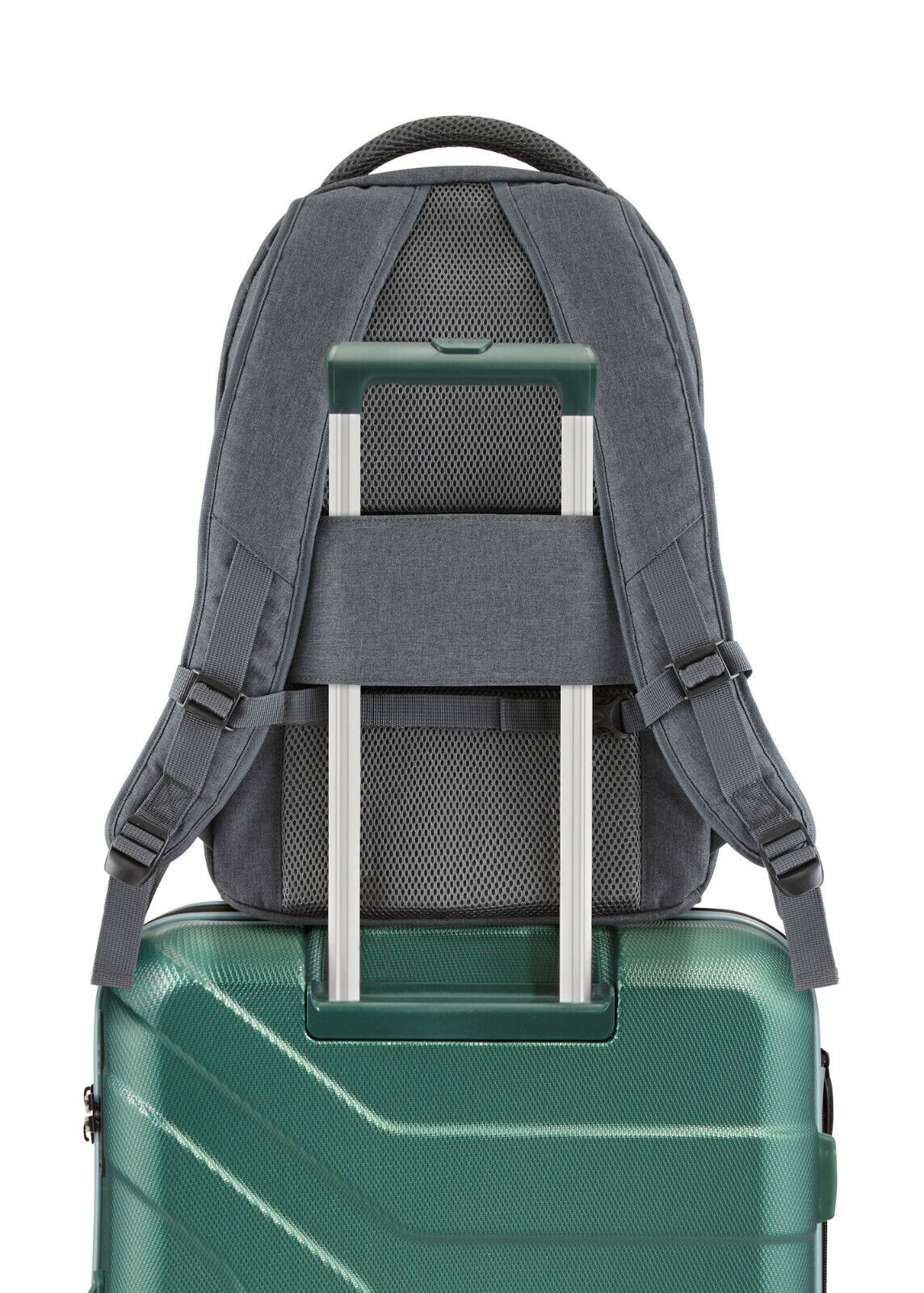 Travelite Basics Rucksack Melange Grau mit seitlichen Netzfächern