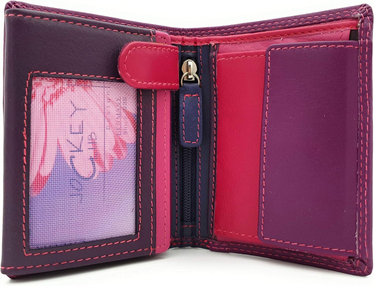 Jockey Club echt Leder Mini Damen Geldbörse Portemonnaie Rio bunt / beere