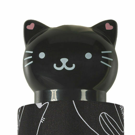 Happy Rain Taschenschirm Katze – Super Mini mit Katzenkopf-Griff & Katzensprüchen