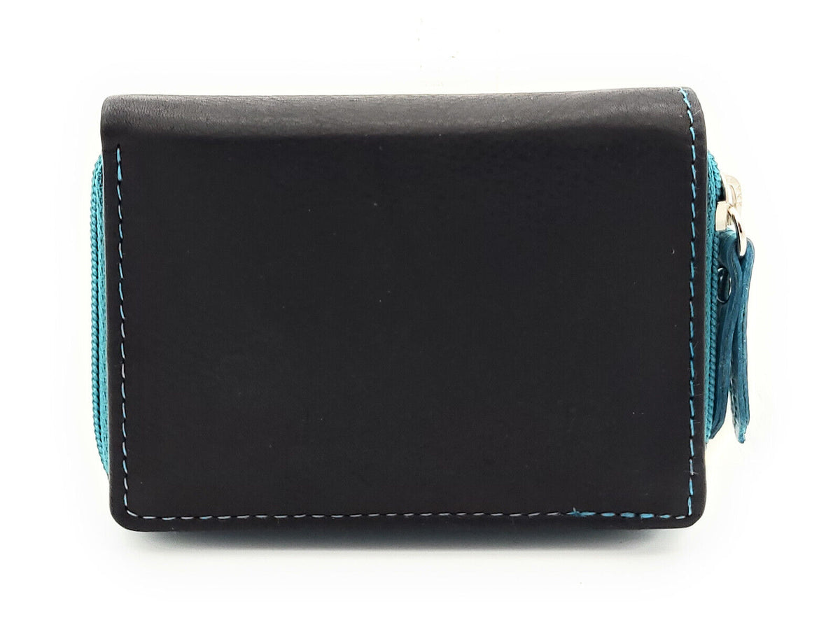 Jockey Club echt Leder Mini Geldbörse Portemonnaie mit RFID Schutz blau