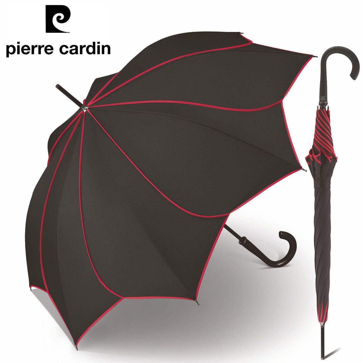 pierre cardin Regenschirm Stockschirm Automatik Sunflower Blütendach schwarz