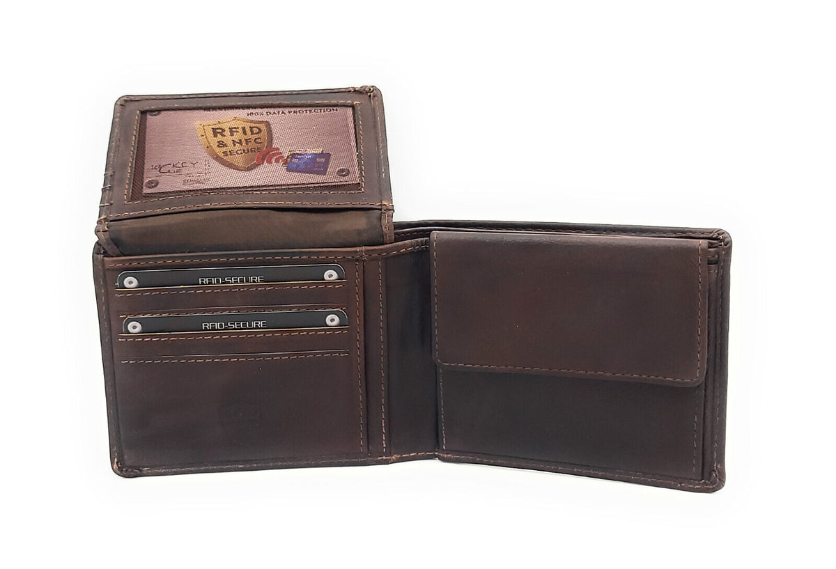 Jockey Club Echt-Leder Geldbörse Herren – Flach, Weich & RFID-Schutz | Dunkelbraun