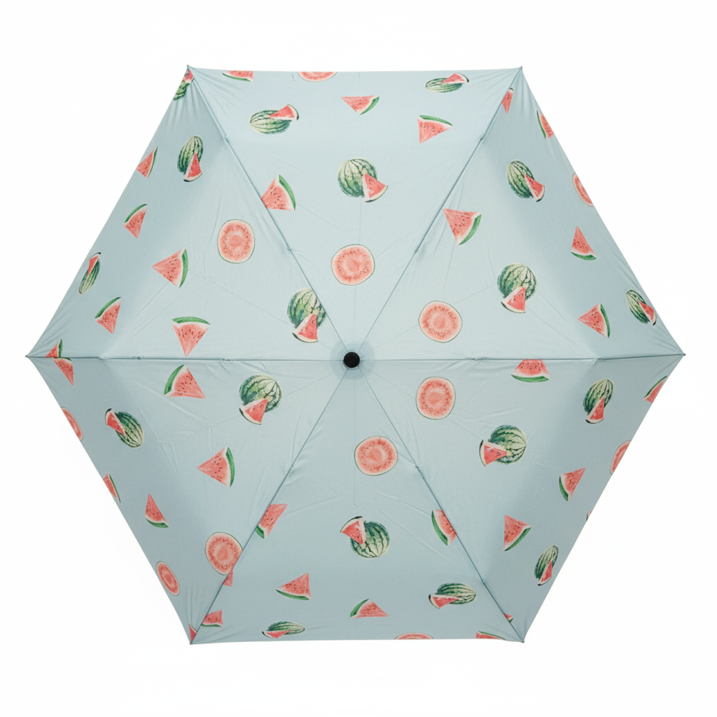 Taschenschirm mit Melonen-Print – Mini Regenschirm, leicht & kompakt