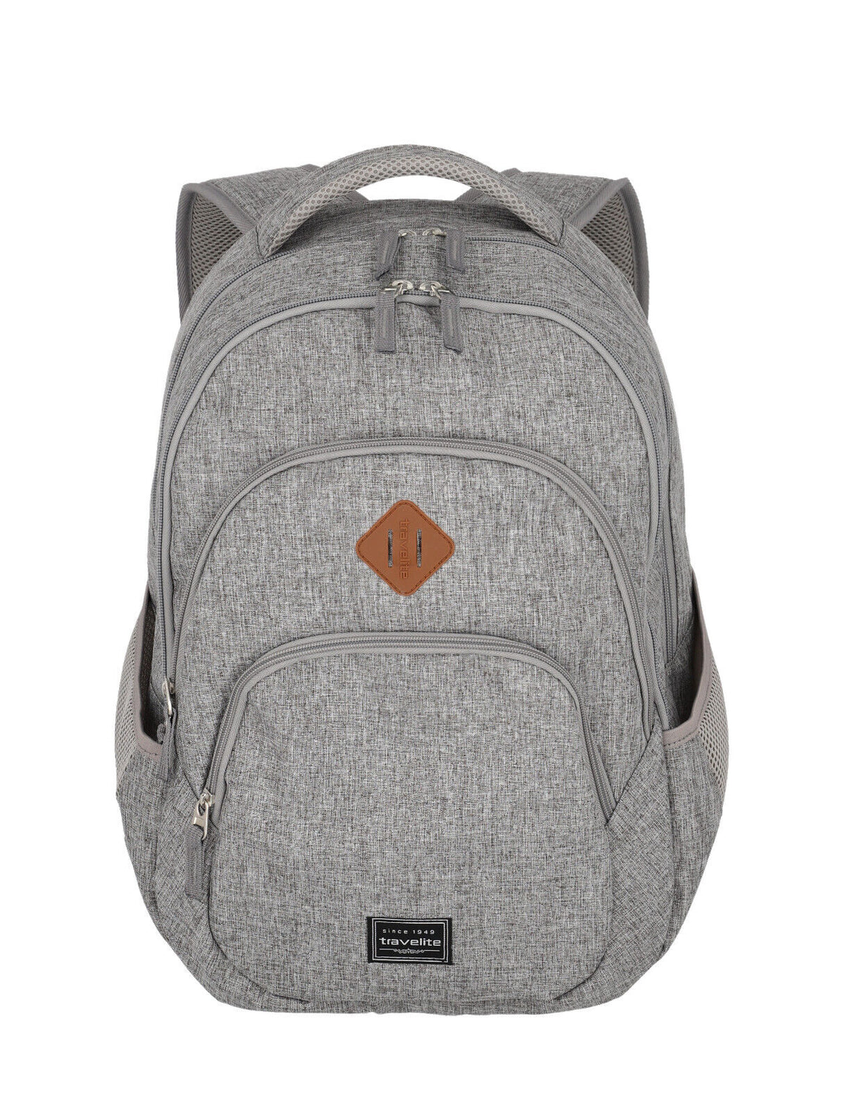 Travelite Basics Rucksack Melange Grau mit Organizer-Vortasche