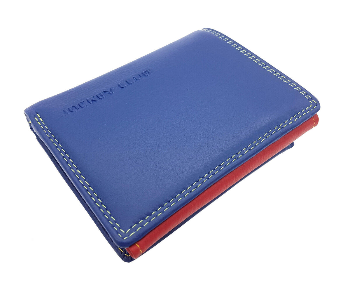 Jockey Club echt Leder Mini Damen Geldbörse Portemonnaie Rio bunt / blau