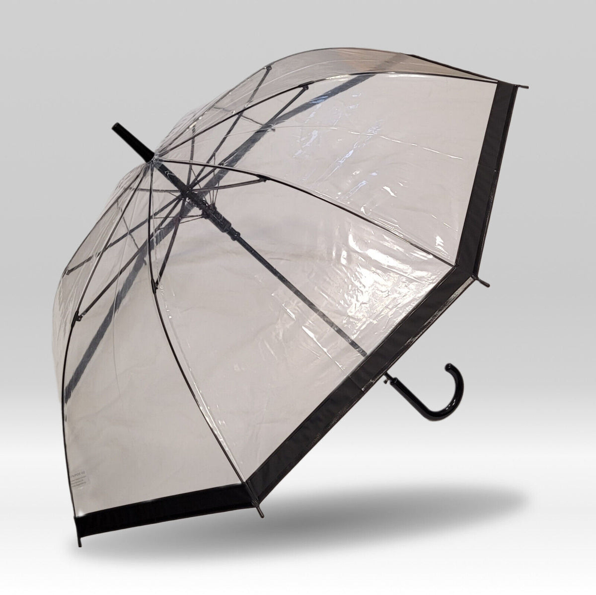 Regenschirm Stockschirm transparent durchsichtig mit Automatik Borte schwarz